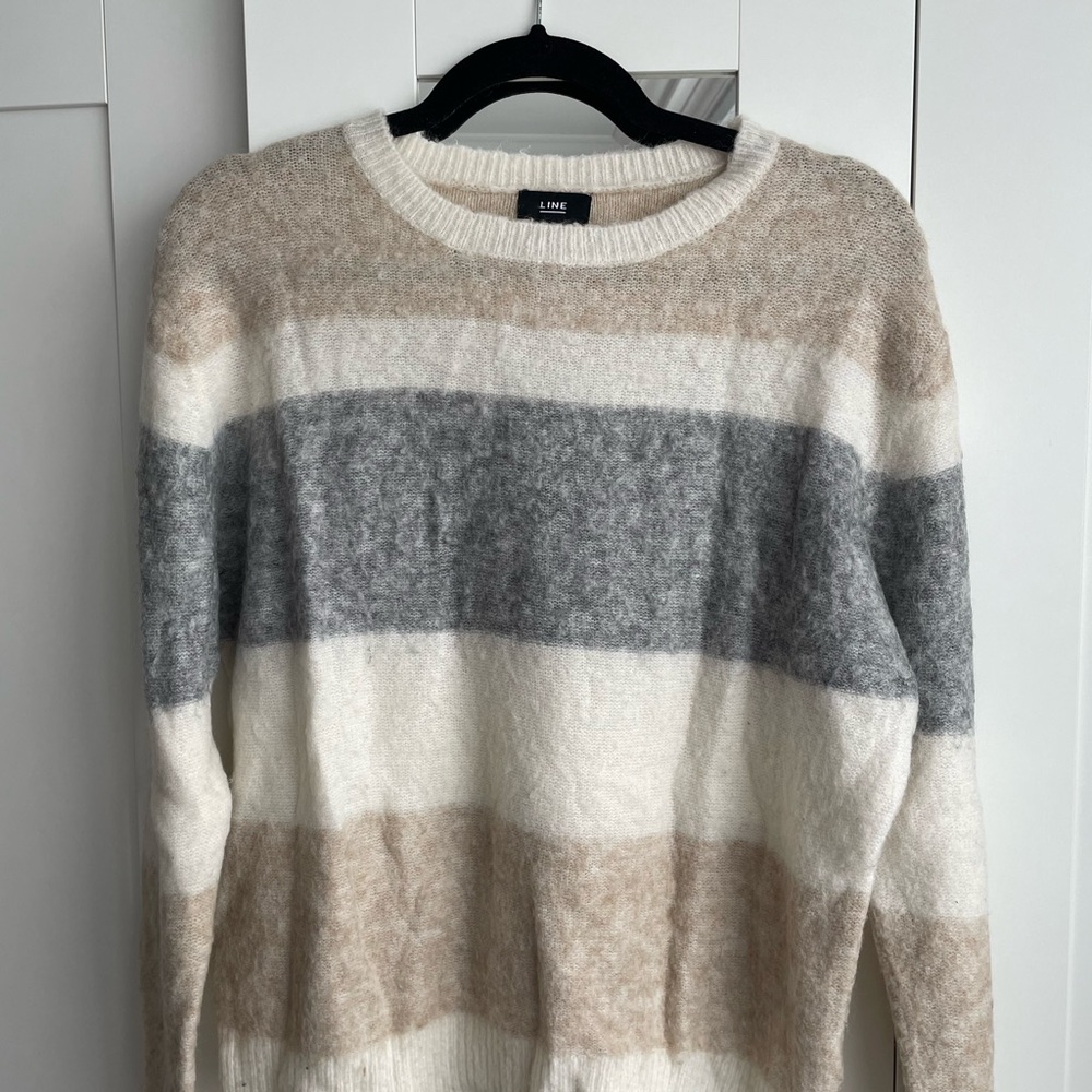 Women's Striped Sweater - Cream, Gray, Tan
